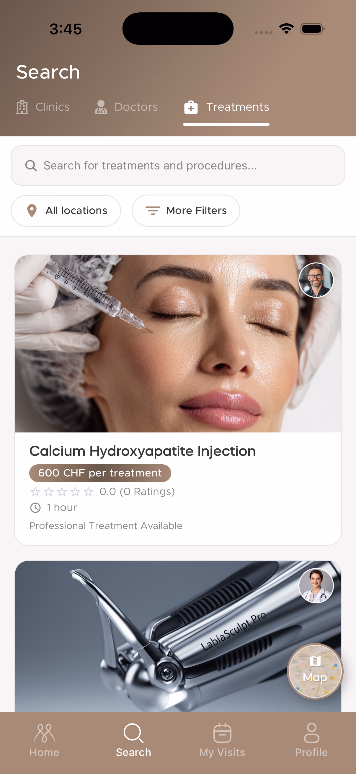 Search clinics, doctors, and treatments